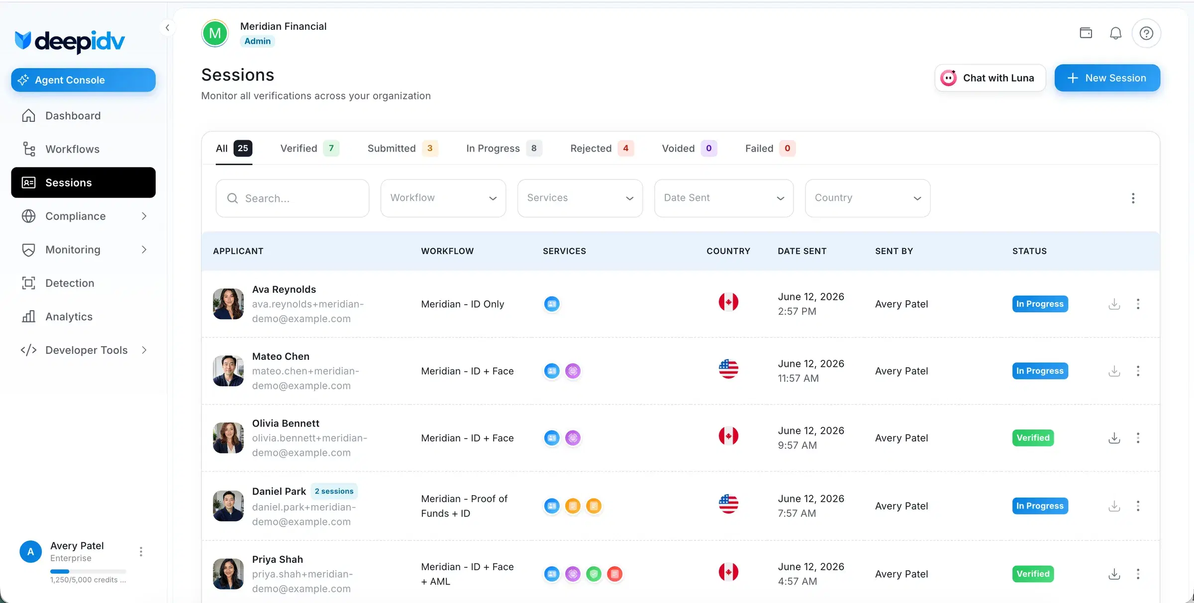 The deepidv verification console