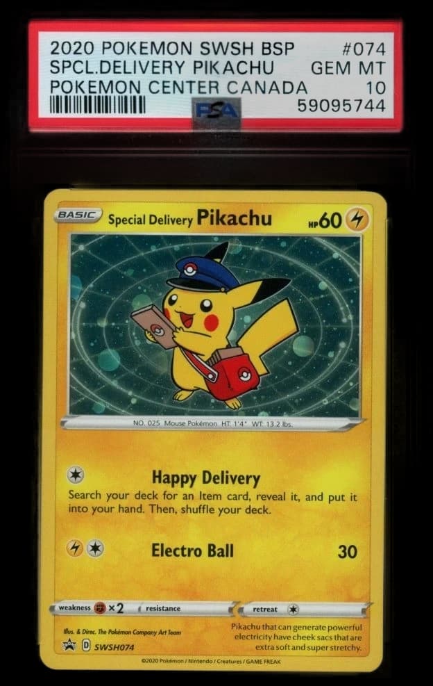 Special Delivery Pikachu promo, graded gem mint