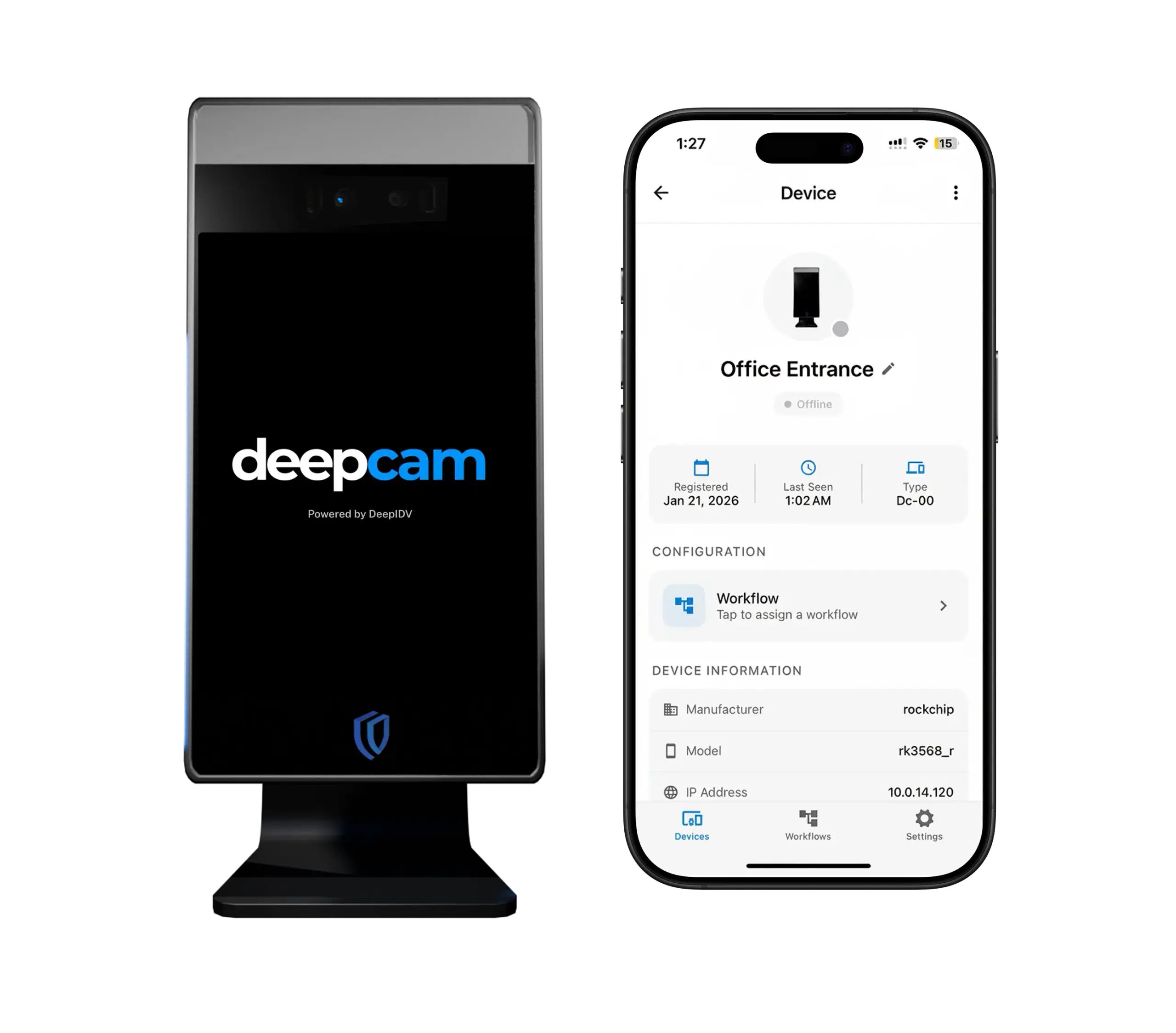 deepcam kiosk and companion app verifying a shopper at the register
